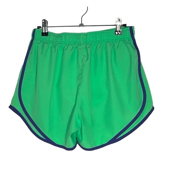 NIKE DRIFIT Women's Running Shorts Lined Neon Green Purple Trim Size M 3" Inseam - Picture 13 of 16